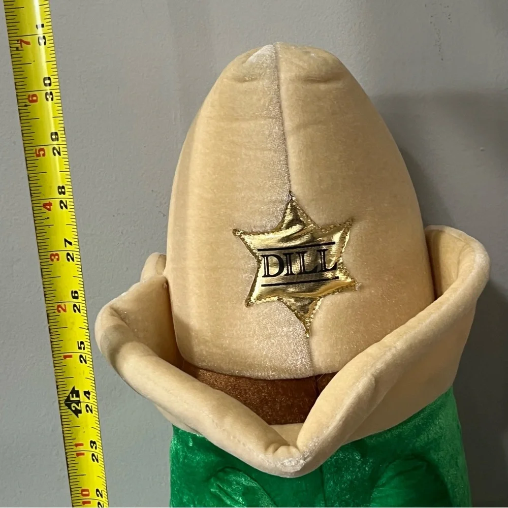 Veggietales Bootleg Large Plush “Sheriff Dill Pickle” Green SixFlags Larry 31”‎